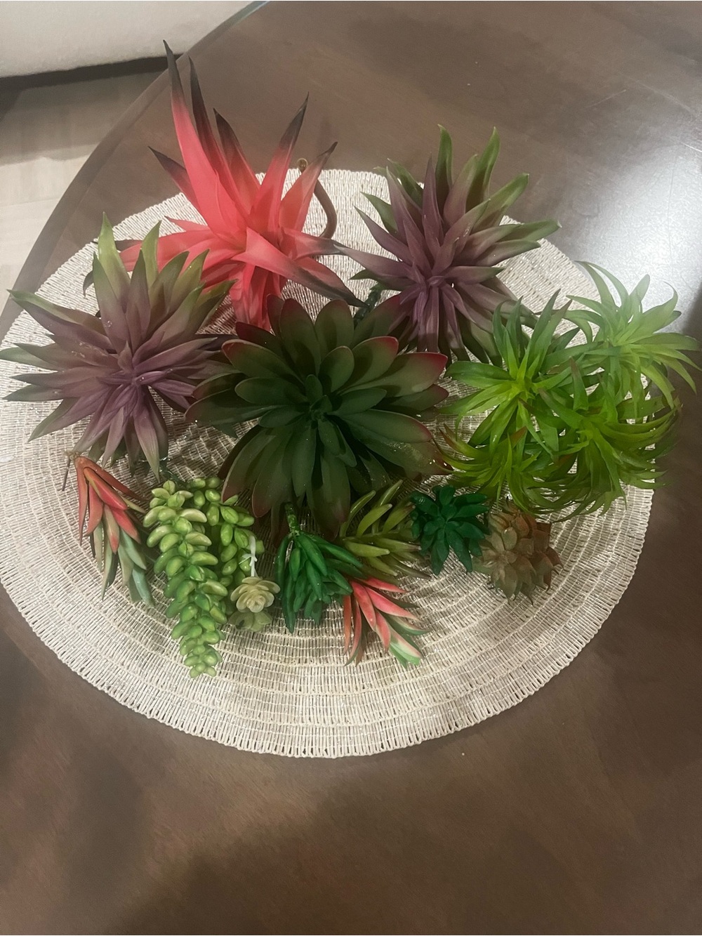 New Assorted Faux Succulent Arrangement - Green & Pink